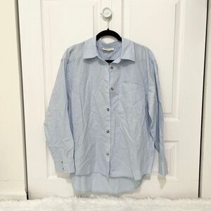 Women By Together Button Down Shirt with Pocket in Light Blue Size Small